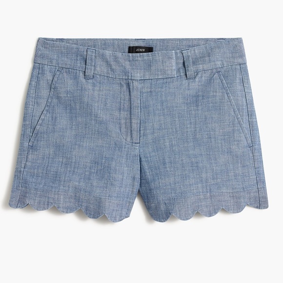 J Crew Chambray short with scalloped hem Size 10 - Picture 5 of 6